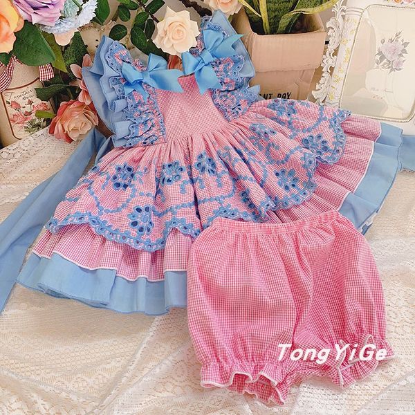 

2020spain lolita girls' baby hollow jacquard baptism sweet dress puffy princess dress birthday christmas girl set, Red;yellow