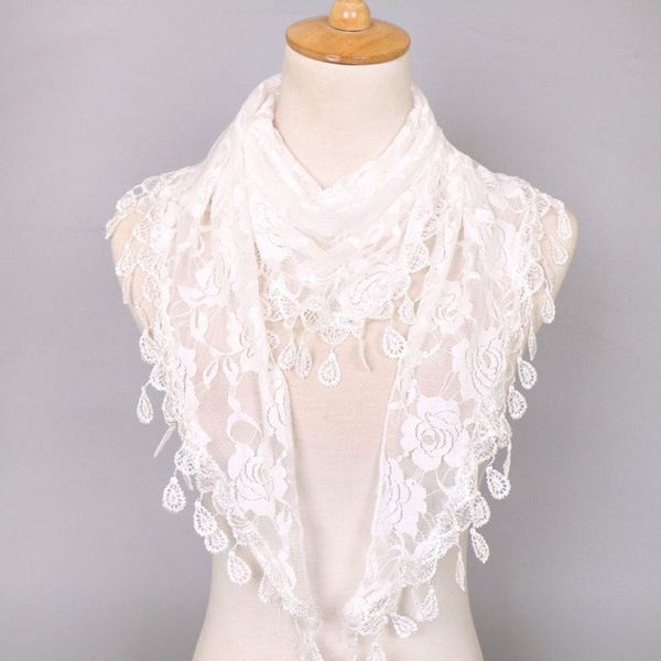 

women floral triangle lace scarf spring summer rose flower scarves women's clothing accessories, Blue;gray