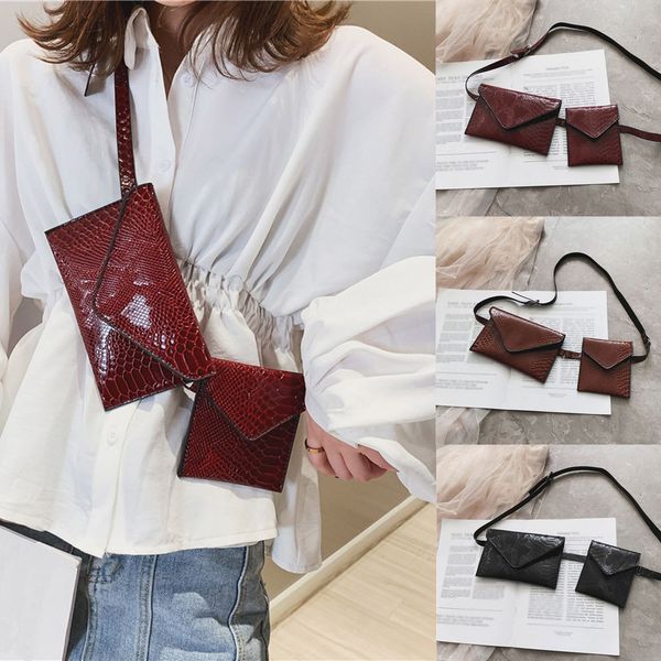 

waist bag female women waist pack 2pcs women's outdoor hasp alligator pattern messenger bag chest pochete #6.26