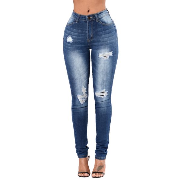 

stretch denim jeans femme capri ripped hole jeans for women 2018 spring woman blue destroyed feminino pencil pants