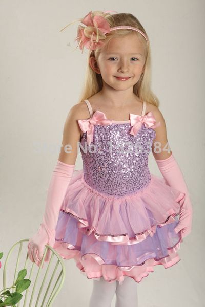 

sequin bow camisole ballet tutu dress children dance costume c30, Black;red