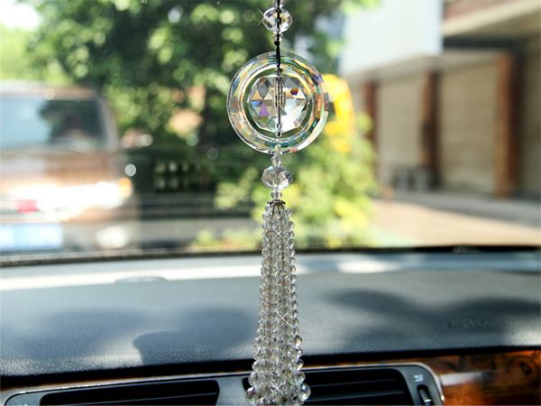 Luxurious Handmade Car Styling Rear View Mirror Lucky Crystal Pendant Glass Hanging Ornament Car Interior Decoration Accessories Interior For Car