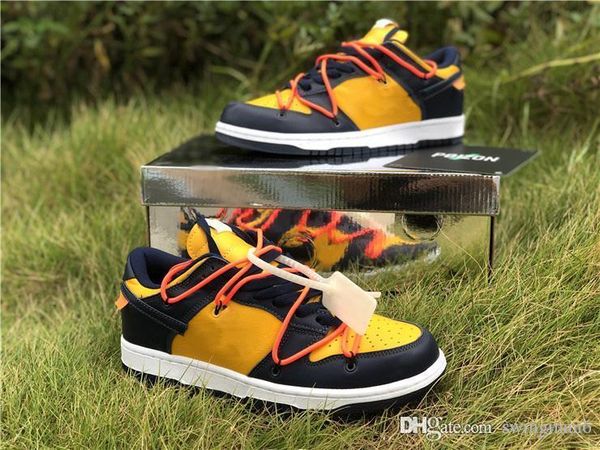 

authentic off dunk low leather collection white running shoes university gold midnight navy athletic men women sports sneakers