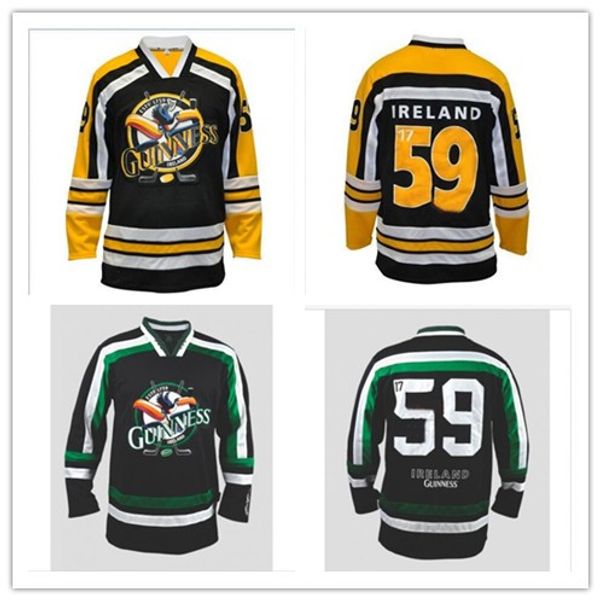 

mens womens youth vintage irlanda guinness toucan hockey jersey embroidery stitched customize any number and name jerseys., Black;red