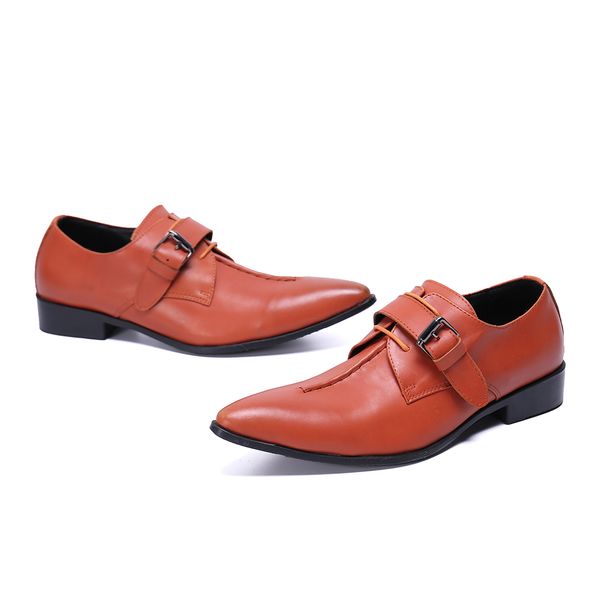 

chaussure homme orange italian style luxury men shoes lace up oxfords flats buckle strap office party shoes men soulier homme, Black
