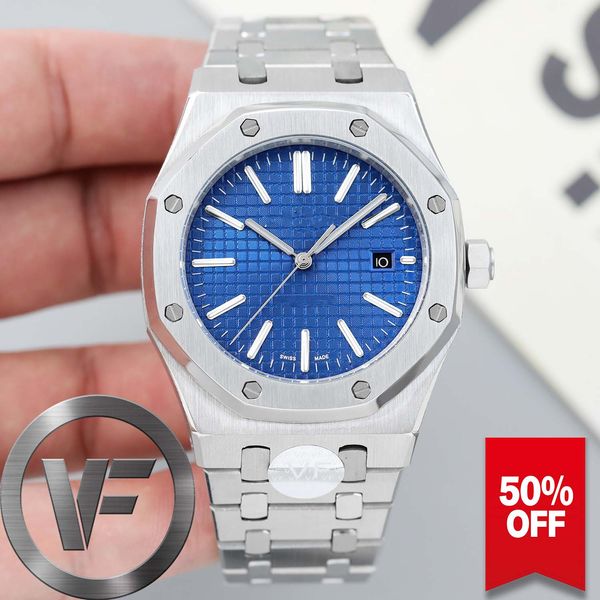 

vfactory sapphire мужские 41mm часы 2813 автоматические движения мода механические часы royal oak 15400 наручные часы, Slivery;brown