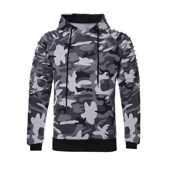 

mjartoria mens camouflage pullovers training exercise gym fitness running pocket hooded sweatshirts, Black
