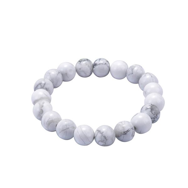 

natural white pine stone 8mm beaded bracelet for men and women 0718, Black