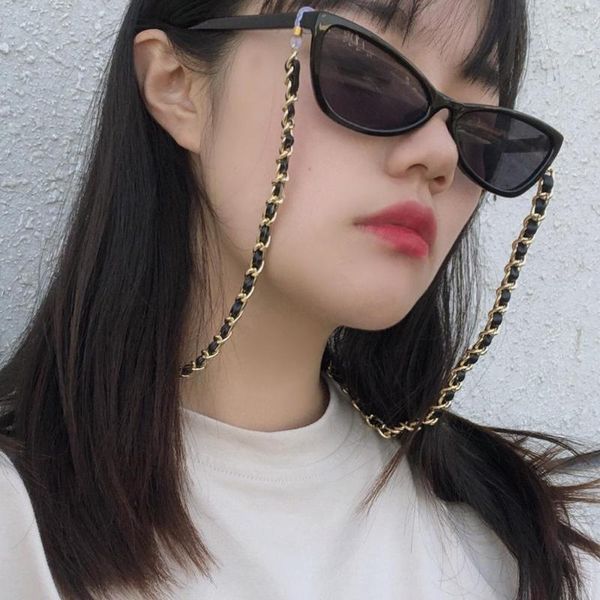 

ins tagram stylish geometric single layer chain accessories retro handmade flannelette wound glasses chain, Silver