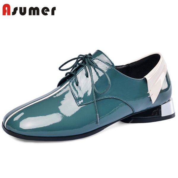 

asumer 2020 big size 33-43 pumps women shoes round toe spring summer patent leather casual shoes ladies single, Black
