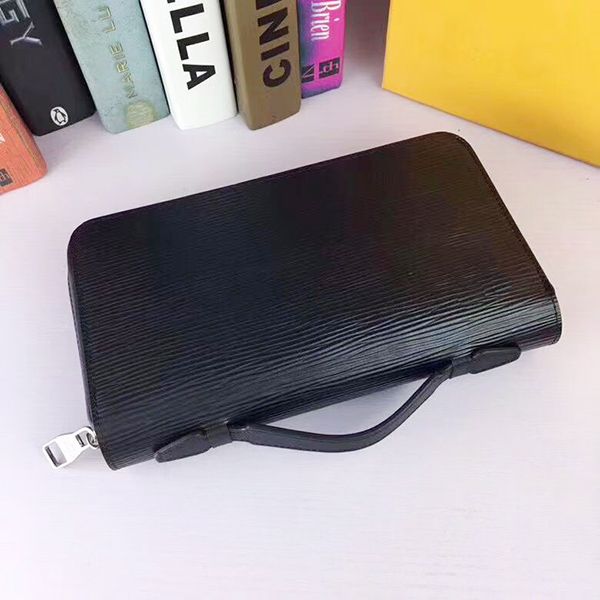 

zippy xl wallet round zipper travel case black purse men real epi leather brown passport bag holder designer damier ebene clutch, Brown;gray