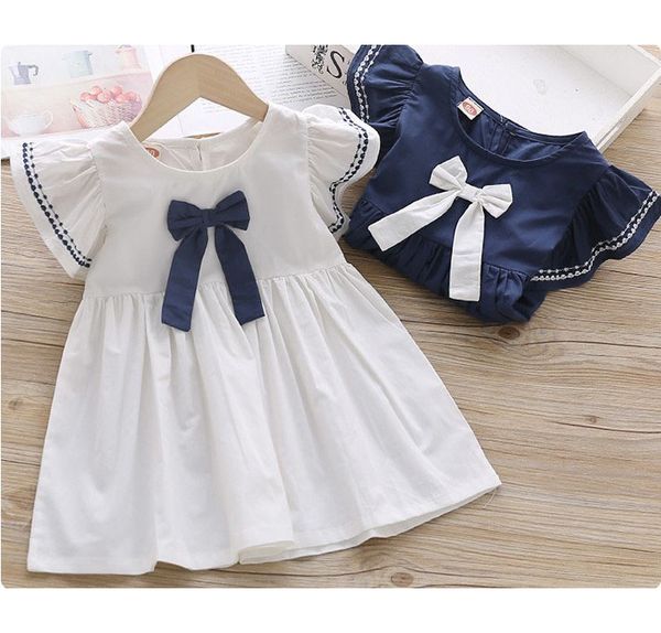 

girls summer dress 2019 brand solid color bow princess dress fashion designer lolita style childress dress skirts 2 colors sale, Red;yellow
