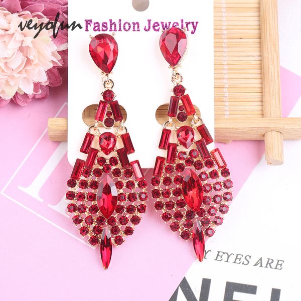 

veyofun ethnic long crystal drop earrings elegant dangle earrings jewelry for women brinco, Silver