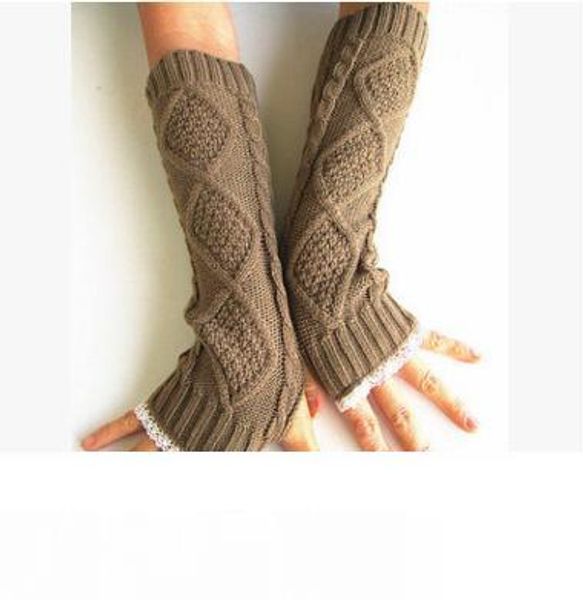 

lace women gloves knit arm warmers womens fingerless knit gloves wrist winter ladies long fingerless arm warmers gloves, Blue;gray