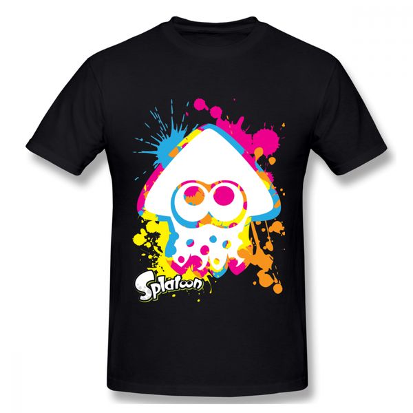 

man crewneck splatoon t-shirt for men leisure o-neck homme tee shirt 100% cotton tees, White;black