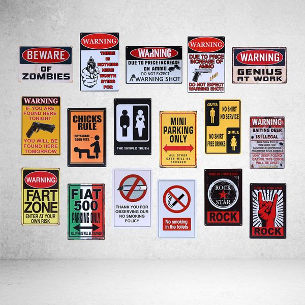 

homen warning sign farticle zone rock pub lounge bar wall plaque 357 gun chicks rule decor retro tin poster abox metal painting wholesae