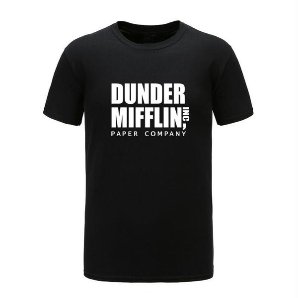 

company t shirt men short sleeve the office tv show dunder mifflin paper t-shirt crew neck tee shirts for plus size, White;black