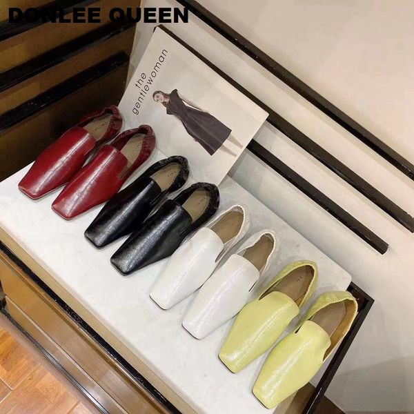 

fashion brand square toe flats shoes women elastic mules lazy loafers low heels shoes early spring ballet zapatos de mujer, Black
