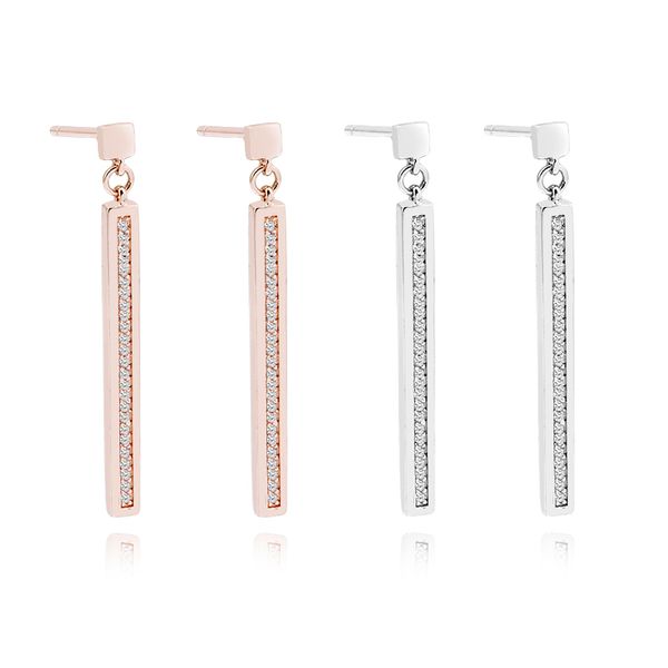 

2019 elegant temperament trend copper zircon long rose gold and silver color jewelry wedding bride bridesmaid high quality, Golden;silver