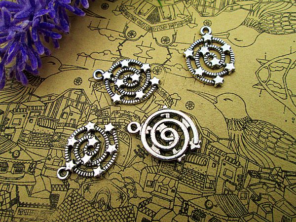 

75pcs-- star charms, antique silver tone star charm pendants 21x15mm, Bronze;silver