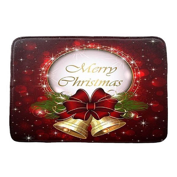 

eco friendly gold christmas bells christmas hd printed non-slip bath mat absorbent home doormat