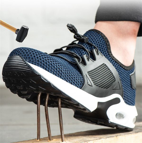 

2019 men safety work shoes men outdoor steel toe footwear combat ankle boots indestructible stylish breathable sneake, Black