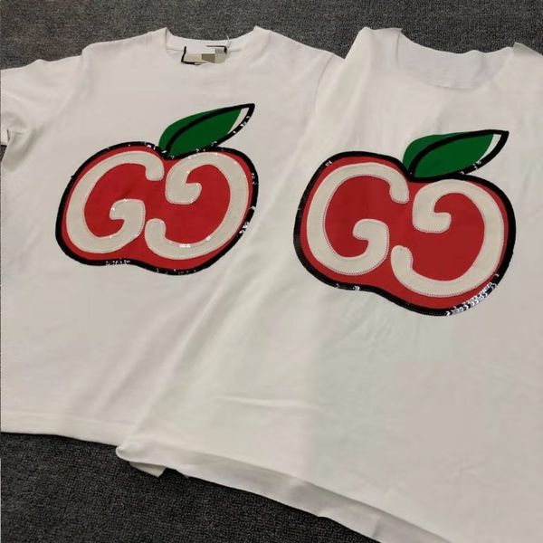 

womens tee shirt designer casual 2020 summer short sleeve apple print t-shirt fashion luxury womens t shirt cloth, White