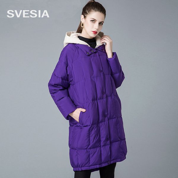 

2018 down coat women 90% duck down hight quality branded jacket female winter outerwear fashion collection yellow purple parkas, Black