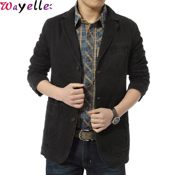 

blazers men suit jackets men's slim fit cotton denim jackets parkas army green khaki outdoors outwear coat large size m- 4xl, White;black