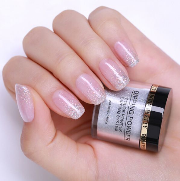 

dipping nail powders gradient french nail natural color holographic glitter without lamp cure nail art decorations, Silver;gold