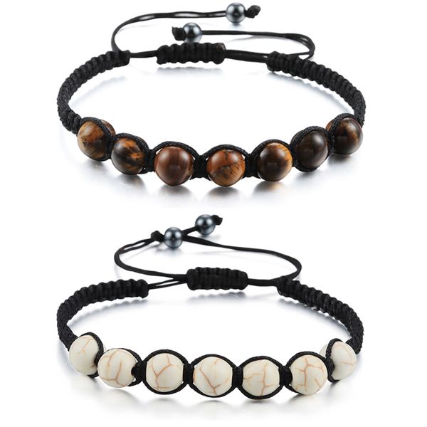 

beaded, strands natural red/black/tiger eye beaded stone bracelet boho yoga charm black rope handmade woven women fashion jewelry gifts