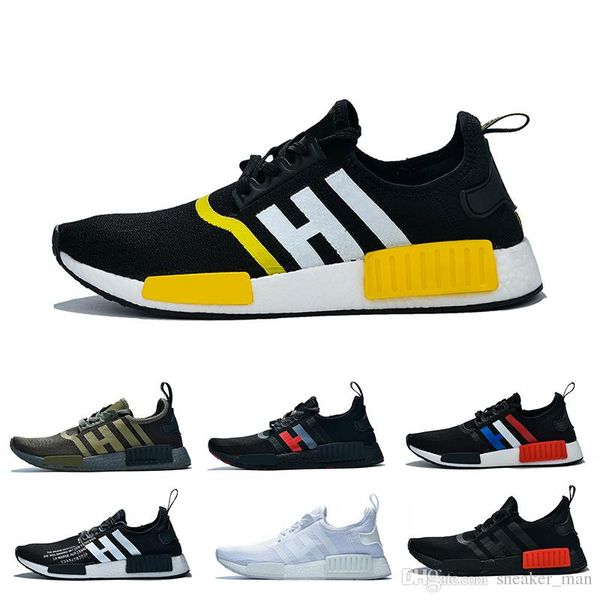 

new r1 elastic fabric mens women running shoes triple s black olive green yellow white classic colors trainers sports sneakers size 36-47