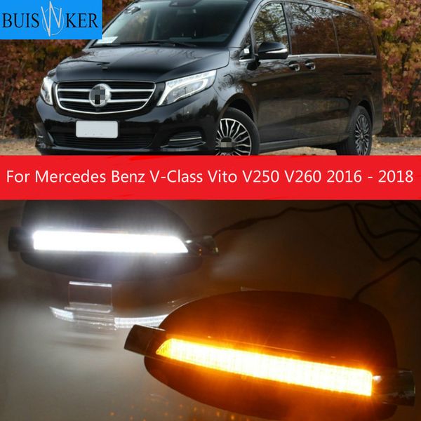 

2pcs для v-класса vito v250 v260 2020 - 2020 динамический желтый сигнал поворота автомобиля 12v drl led лампа дневного света