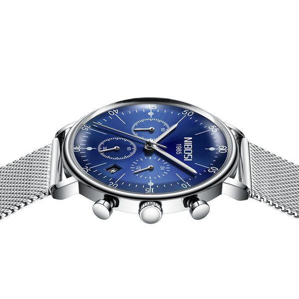 

relogio arch glass mens watches waterproof nibosi mesh sport casual brand watch slim luxury steel quartz watch men masculino suran, Slivery;brown