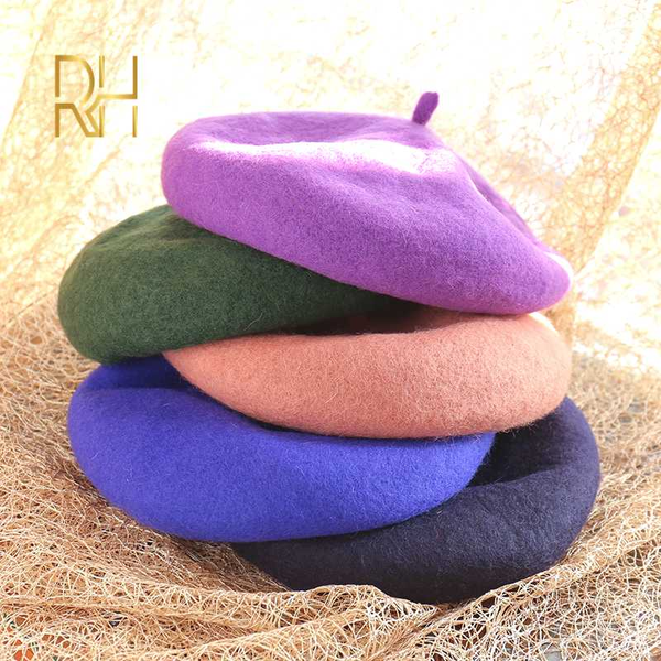 

womens ladies headwear sweet solid warm wool winter beret cap lovely french artist hat casual cap rh, Blue;gray