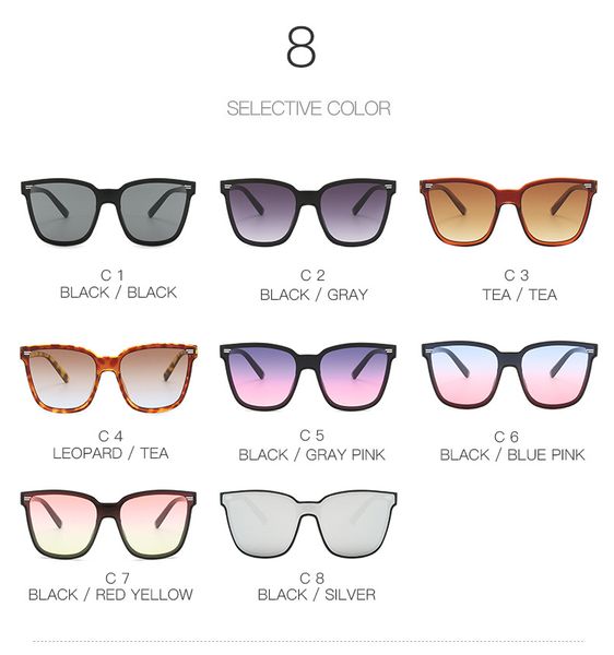 

2020 ins новых женщин моды градация солнцезащитные очки большой кадр ac объектива rice nail-стрит фото солнцезащитные очки, White;black