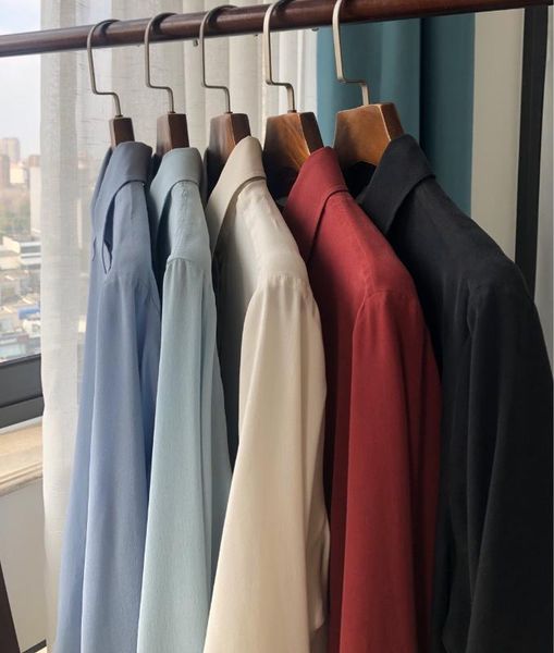 

2020 spring summer women shirt 5-color 100% silk classic basic shirt, White