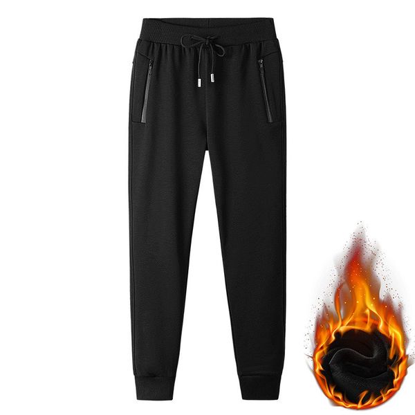 

mrmt 2019 brand winter new men's trousers big code loose velvet thickened pants for male cotton casual feet trouser, Black