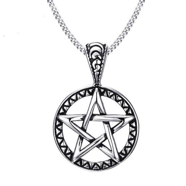 

steel color fashion men's star pendant necklace stainless steel link chain necklace jewelry gift for men boys j566, Silver