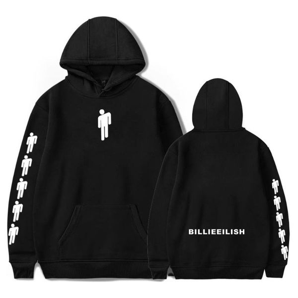 

casual fashion streetwear hoodies billie eilish printed hoodies women/men long sleeve hooded sweatshirts hip hop, Black