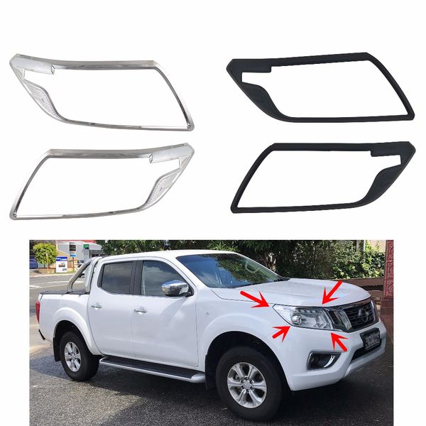 

novel style 2pcs abs the surface of the black/chrome plated head lamp cover for navara d23 np300 2016