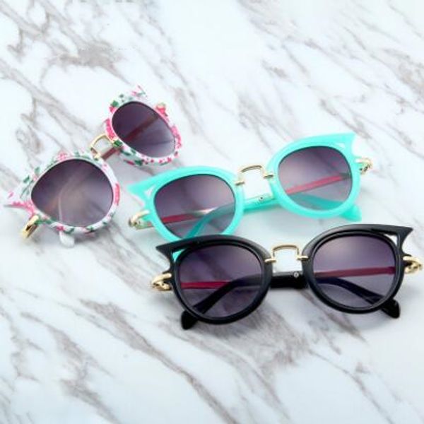 

kids sunglasses fashion triangle sun glasses children cute cat eye sunglasses metal frame eyewear summer beach sunblock accessories zyqa553, Blue
