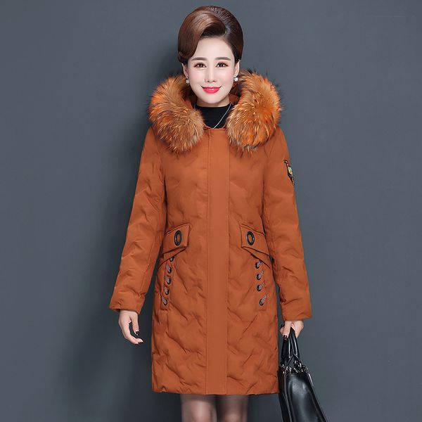 

2019 mother winter parkas jacket middle-aged women's coat down cotton clothes new fashion padded long, Tan;black