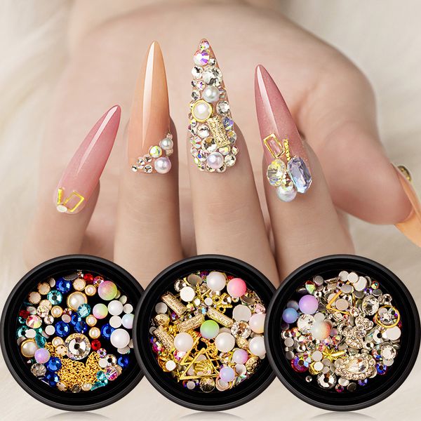 

nail rhinestone wheel 3d mixed color chameleon stone small irregular beads manicure nail art decoration in wheel accessories