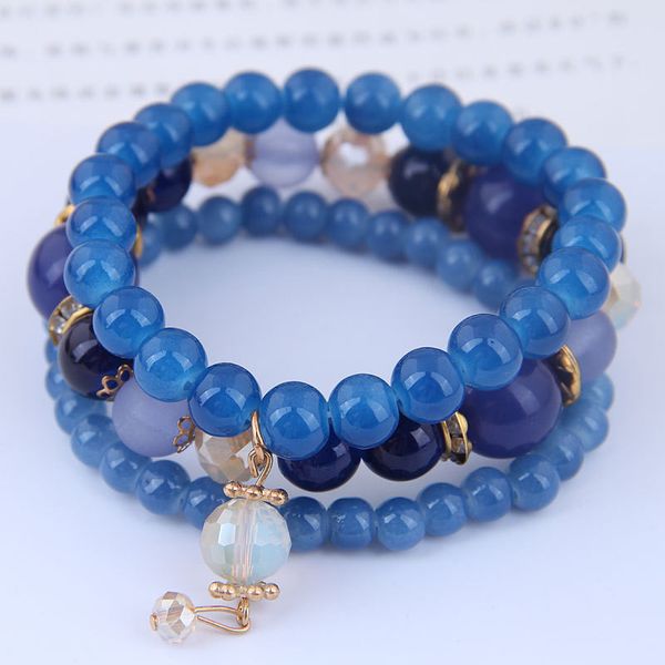 

diezi 6 colors bohemian handmade acrylic pearl beads strand bracelets women casual elastic rope wrap bracelet pulseira feminina, Silver