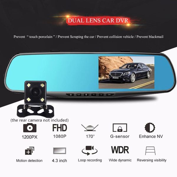 

3,5-дюймовый dvr автомобиля зеркало автомобиля dvr камера hd 1080p зеркало заднего вида цифровой видеорегистратор с двумя объективами авто т