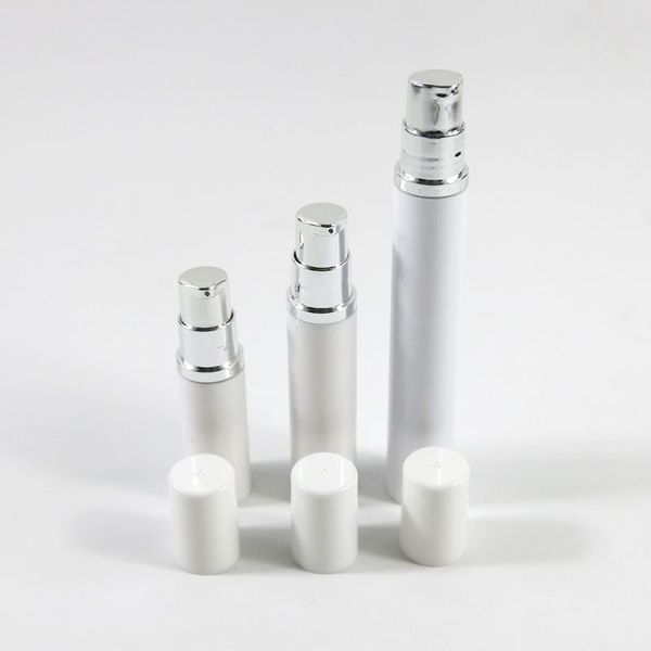 

packing bottles 12 x 5ml 10ml 15ml airless pump white refillable containers air for cosmetics foundations, lotions