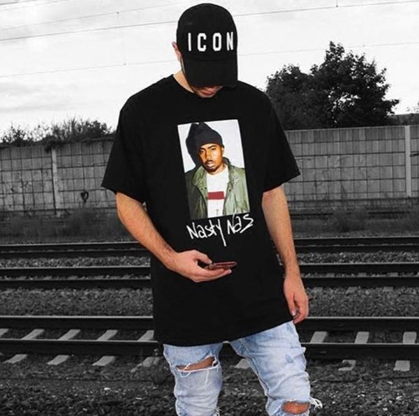 

17fw box logo hip hop nasty nas p tee skateboard cool rapper t-shirt men women casual tee fashion hflstx022