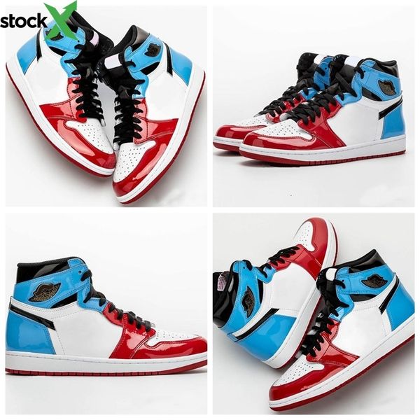 

1 high og fearless red blue black classic mens basketball shoes 1s unc chicago sports sneakers patent leather zapatos des chaussures