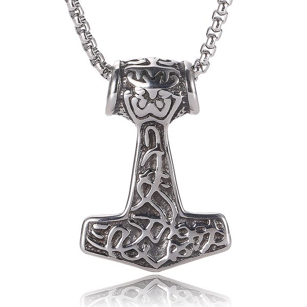 

fashion stainless steel retro domineering hammer pendant luxury designer jewelry men's necklace birthday gift 7-sp0429, Silver